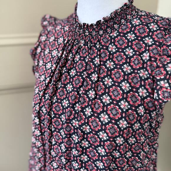 THML by Anthropologie floral ruffled mock neck shirt size S - Picture 2 of 7